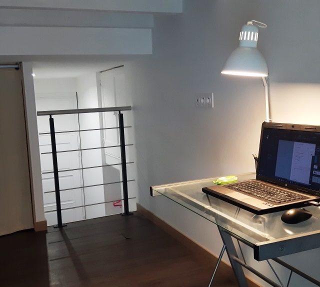 République appartement T1bis meublé professionnel 70m² à Sathonay Camp avec bureau en mezzanine